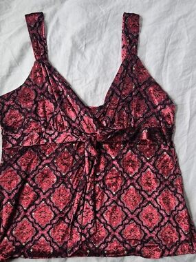 Vintage Apt. 9 Black and Magenta Floral Velvet Burnout Baby Doll Mystical Fairy